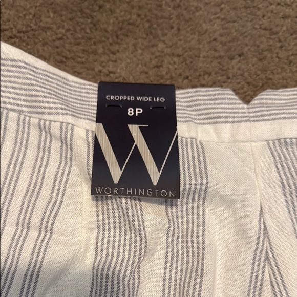 Worthington Gray and White Linen Striped Wide Leg Pants - Picture 4 of 4